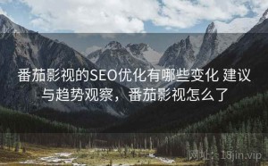 番茄影视的SEO优化有哪些变化 建议与趋势观察，番茄影视怎么了
