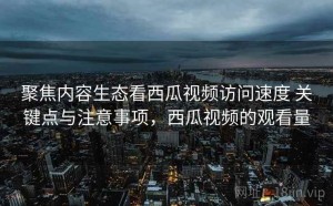 聚焦内容生态看西瓜视频访问速度 关键点与注意事项，西瓜视频的观看量